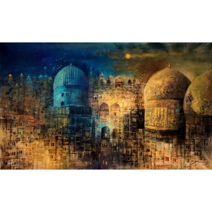 A. Q. Arif, 25 x 42 Inch, Oil on Canvas, Cityscape Painting, AC-AQ-537